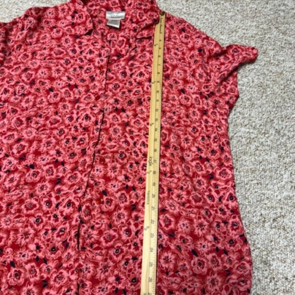 Kathie Lee Top Womens Size 22W/24W Dark Pink Floral Embroidered Button Front - Picture 10 of 10